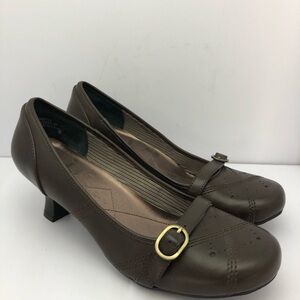 Vintage Y2K 90s Mudd Brown Mary Jane Kitten Heels Aaron 9M Buckle